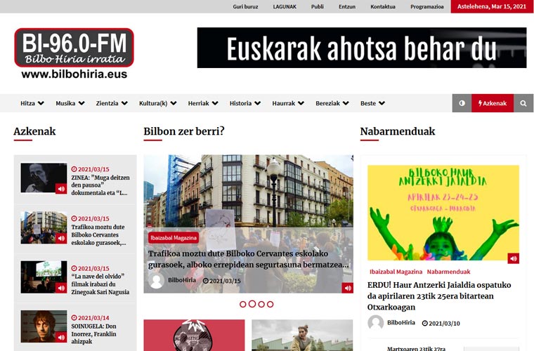 Webgune berria, zuzeneko jario berria