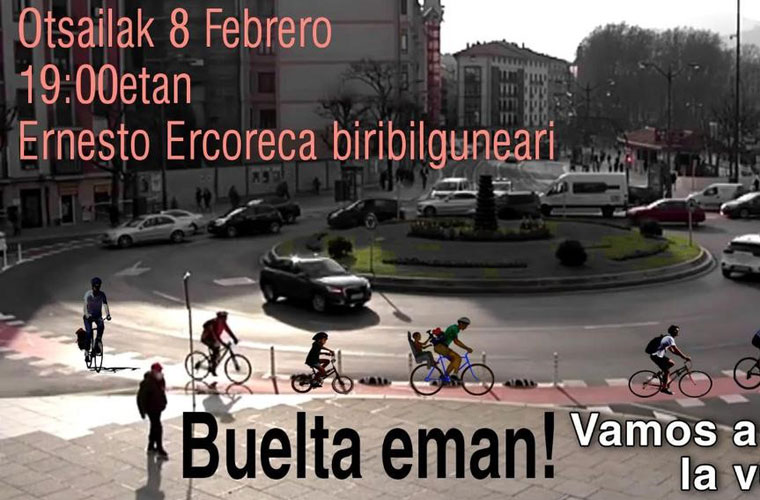 Udaletxeko biribilguneko bidegorriaren arriskua salatzeko martxa antolatu du Biziz bizi elkarteak