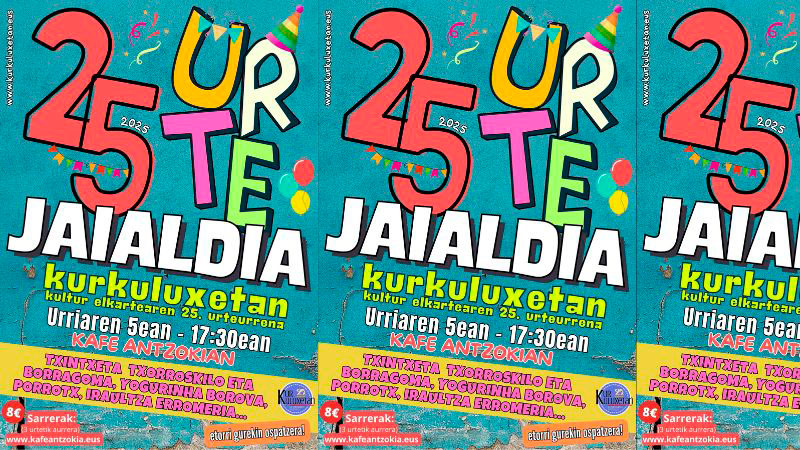 Kurkuluxetan Elkarteak 25 urte beteko ditu, ospakizuna Kafe Antzokian Igandean izango da